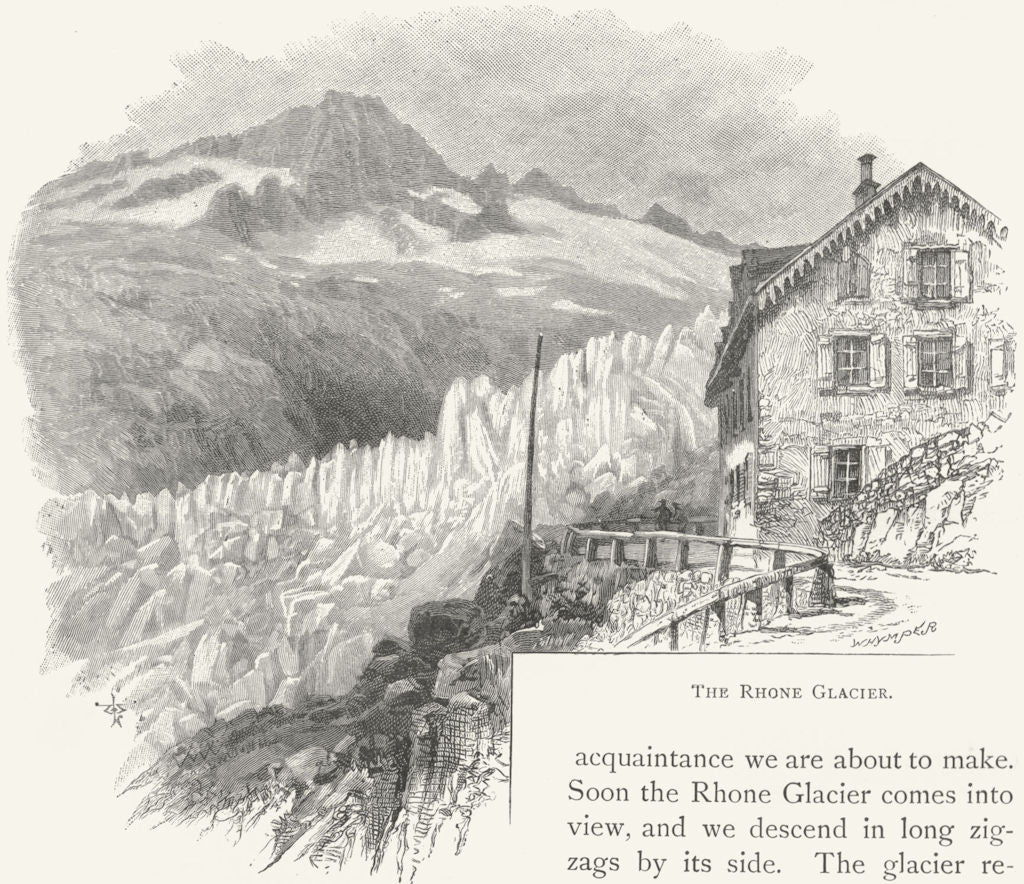 SWITZERLAND. Rhone Glacier 1891 old antique vintage print picture